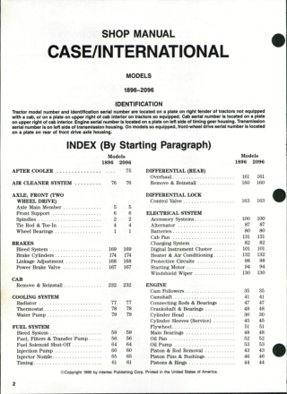 Case IH Case International 1896 Tractor Service Repair Manual