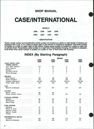 Case IH Case International 2090 Tractor Service Repair Manual