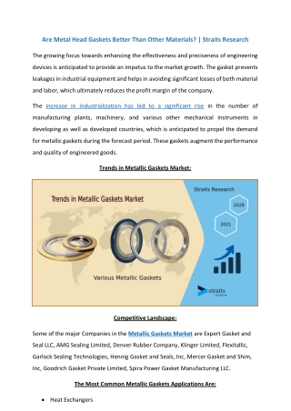 Metallic Gaskets Market Growth