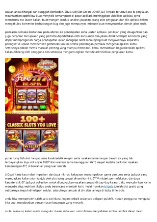 Informasi Agen Slot Online Joker123: Peoplesgamezgiftexchange