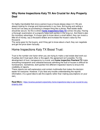 Why Home Inspections Katy TX Are Crucial for Any Property Deal