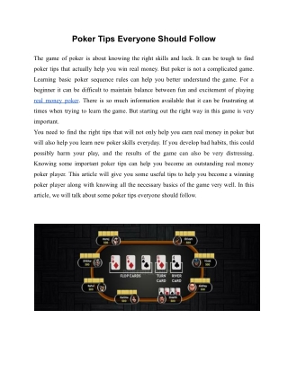 Poker tips everyone should follow