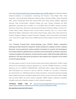 Two Terminal Vertical-Cavity Surface-Emitting Laser (VCSEL) Market