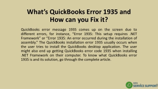 What’s QuickBooks Error 1935 and How can you Fix it?