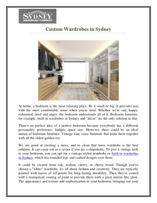 Custom Wardrobes Sydney