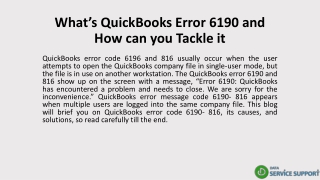 What’s QuickBooks Error 6190 and How can you Tackle it