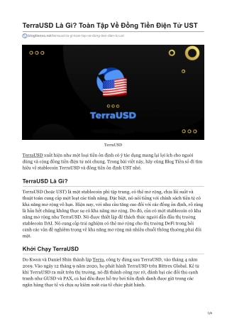 TerraUSD Là Gì Toàn Tập Về Đồng Tiền Điện Tử UST