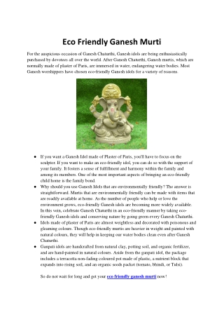 Eco friendly ganesh murti