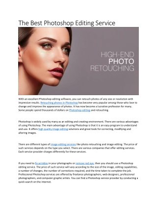 The Best Photoshop Editing Service