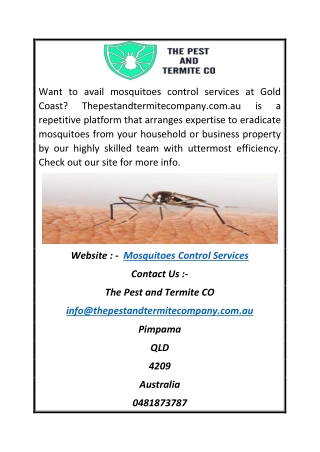 Mosquitoes Control Services | Thepestandtermitecompany.com.au