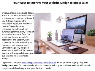 Four Ways to Improve your Website Design to Boost sales