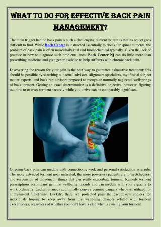 What to do for effective back pain management