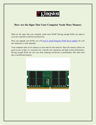 Here Are the Signs That Your Computer Needs More Memory