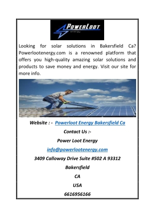 Powerloot Energy Bakersfield Ca | Powerlootenergy.com
