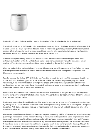 Cuckoo Rice Cookers Critique And Do I want a Rice Cooker? - The Rice Cooker Or t