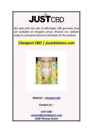 Cheapest CBD  Justcbdstore.com