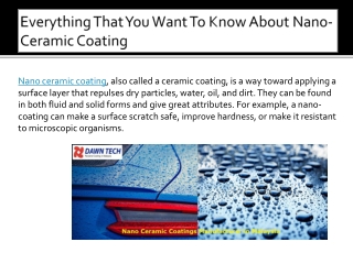 Everything That You Want To Know About Nano-Ceramic Coating