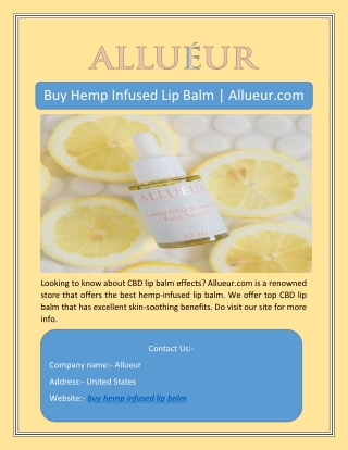 Buy Hemp Infused Lip Balm | Allueur.com