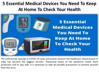 5 Medical Devices You Should Keep in Your Home To Monitor Your Health