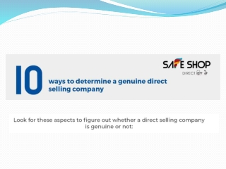 10 Ways to determine a Genuine Direct Selling Company