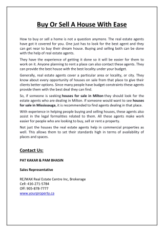 Buy Or Sell A House With Ease