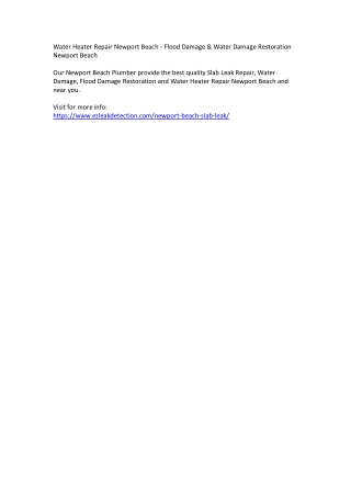 Water Heater Repair Newport Beach - Flood Damage & Water Damage Restoration Newp