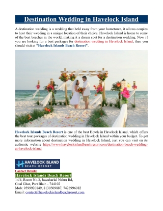 Destination Wedding in Havelock Island