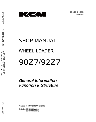 Kawasaki 92Z7 WHEEL LOADER Service Repair Manual