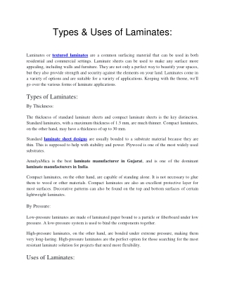 Types _ Uses of Laminates_