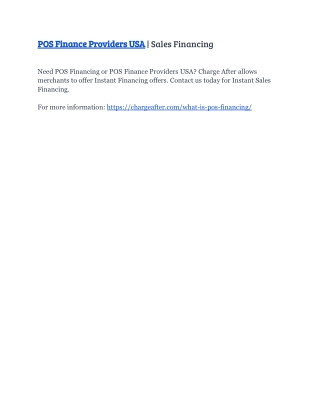 POS Finance Providers USA | Sales Financing