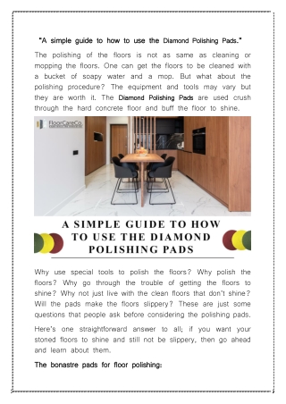 How to use the Diamond Polishing Pads