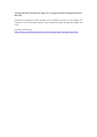 Commercial Water Damage San Diego, CA | Emergency Water Damage Restoration Near