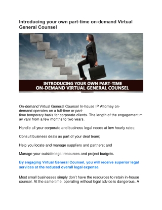 Introducing your own part-time on-demand Virtual General Counsel