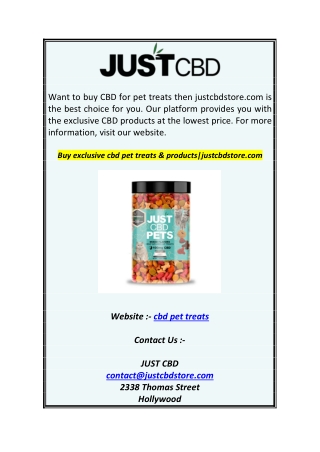 Buy exclusive cbd pet treats & productsjustcbdstore