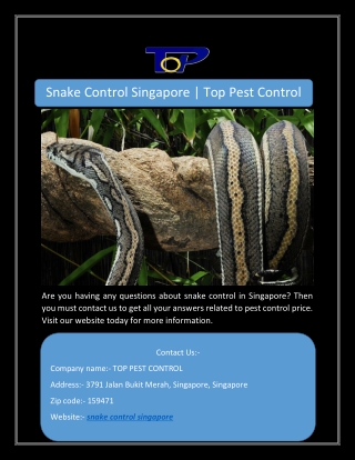 Snake Control Singapore | Top Pest Control