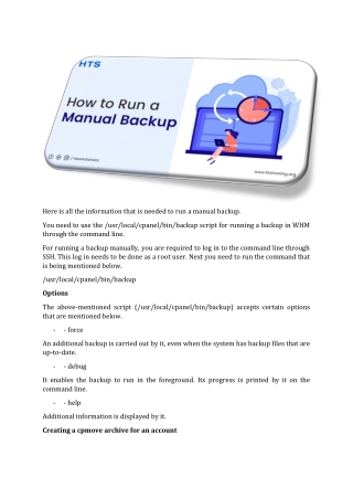 How to Run a Manual Backup