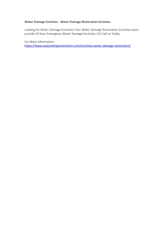 Water Damage Encinitas - Water Damage Restoration Encinitas