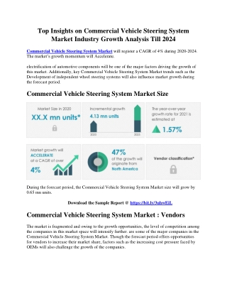 Top Insights on Commercial Vehicle Steering System Market Industry Growth Analysis Till 2024