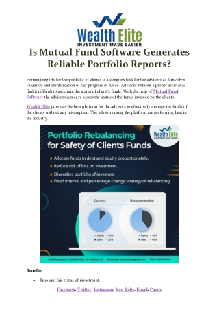 Is Mutual Fund Software Generates Reliable Portfolio Reports