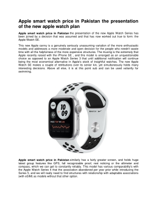 Apple smart watch price in Pakistan the presentation of the new apple watch plan