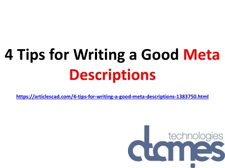 4 Tips for Writing a Good Meta Descriptions
