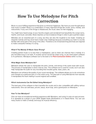How To Use Melodyne For Pitch Correction