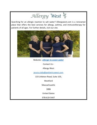 Allergic to Ocean Water | Allergywest.com