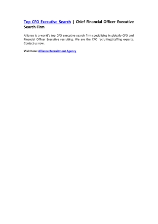 Top CFO Executive Search | Chief Financial Officer Executive Search Firm