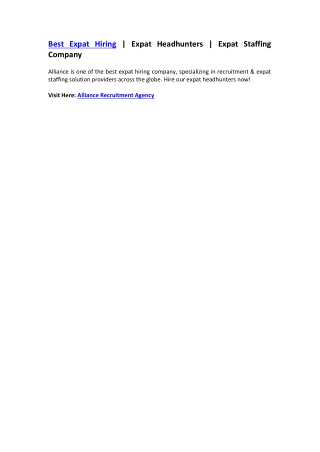 Best Expat Hiring | Expat Headhunters | Expat Staffing Company