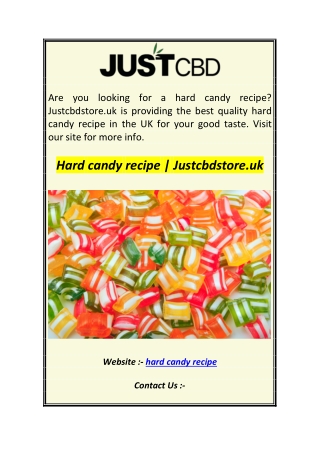 Hard candy recipe  Justcbdstore.uk