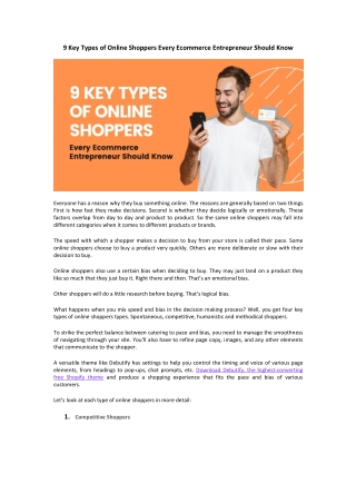 9 Key Types of Online Shoppers Every Ecommerce Entrepreneur Should Know