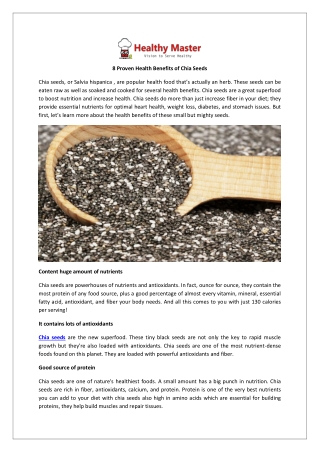 8 Proven Health Benefits of Chia Seeds