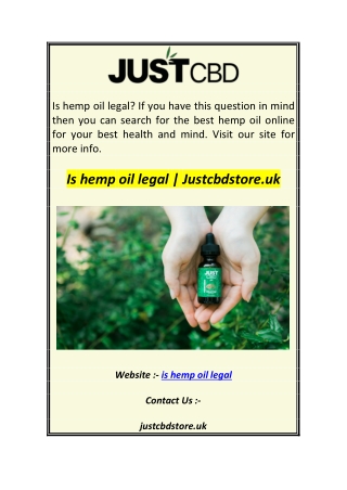 Is hemp oil legal  Justcbdstore.uk