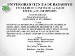 UNIVERSIDAD T CNICA DE BABAHOYO FACULTAD DE CIENCIAS DE LA SALUD ESCUELA DE ENFERMER A